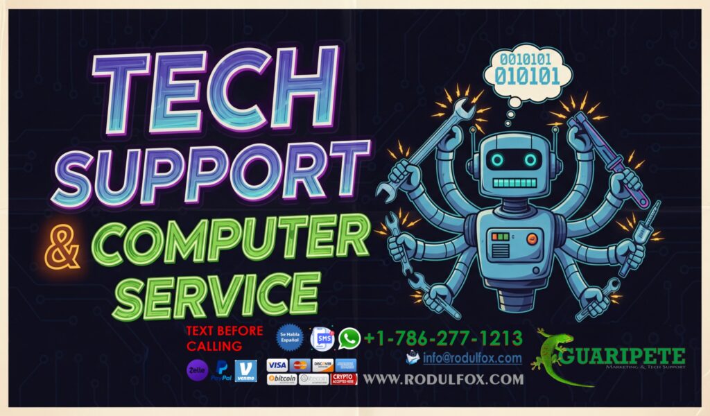Get expert tech support & computer service from GUARIPETE SOLUTIONS in Orlando, Kissimmee, St Cloud, Celebration, Fast repairs, setups, virus removal & more, Se habla español!